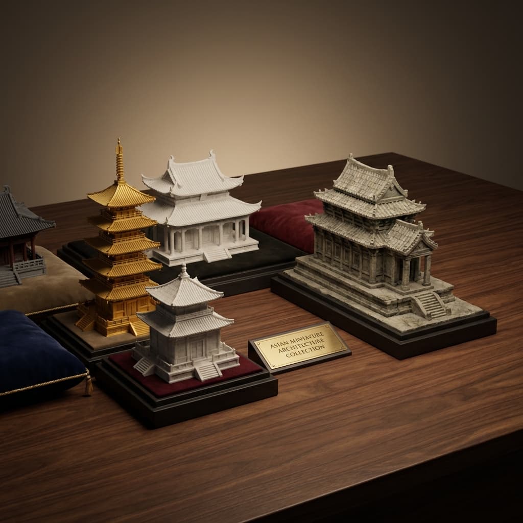 Museum-quality miniature temple replicas