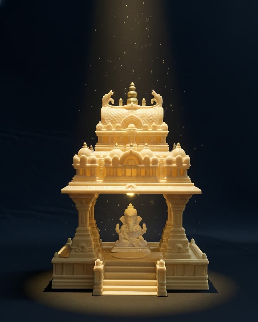 South Indian Design Table Top Temple with LED Light